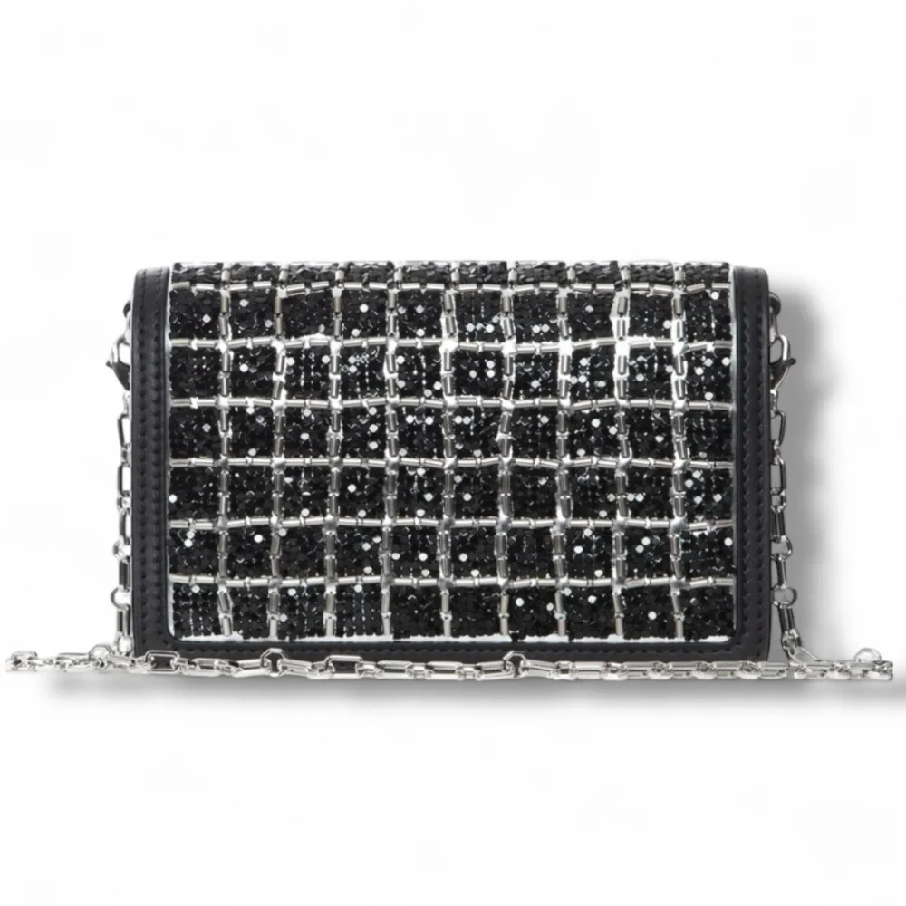 🆕🩷LOUIS VUITTON Dauphine Minaudière Black+Silver Beads Shoulder Clutch Mini Bag